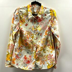 J. Crew Womens Button Down Perfect Shirt Liberty Floral Fabric Sz 10 Cottagecore